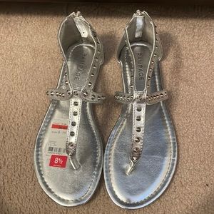 Silver Sandals with Zipper